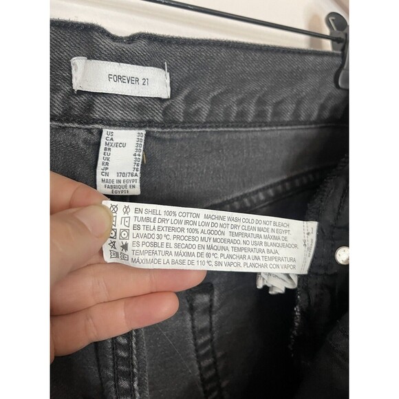 Forever 21 Distressed Jeans Black Womens 30 Distressed Straight High Rise - Picture 6 of 10